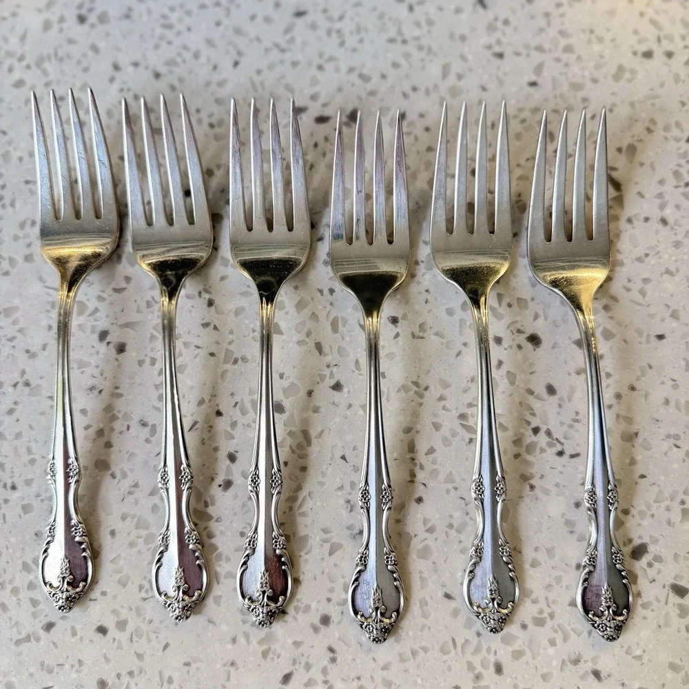 Wm Rogers Bros Southern Splendor Silverplate 6 Salad/ Dessert Forks 1962 #8613